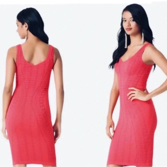 NWT Bebe Seamless Bodycon Textured Mini Dress Pink Size Small - Picture 2 of 9